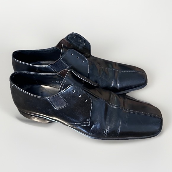 Vintage Prada US 13 Black Leather Oxford Shoes Sleek Minimalist Classic Square main image 13